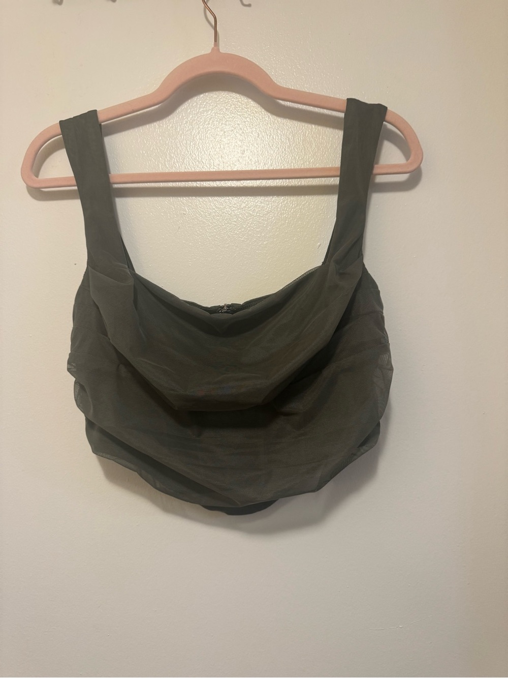 Olive Green Draped Top w/ Zipper Back Size 8